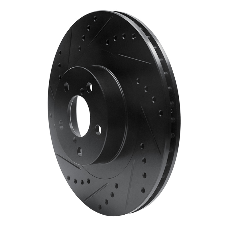 Saab 9-2X Brake Rotor (1) - Front Left - R1 Concepts - Drilled & Slotted - Black - `01-`08